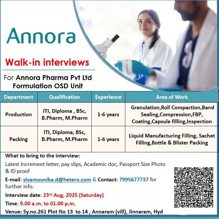 Annora Pharma Walk-in Production & Packing