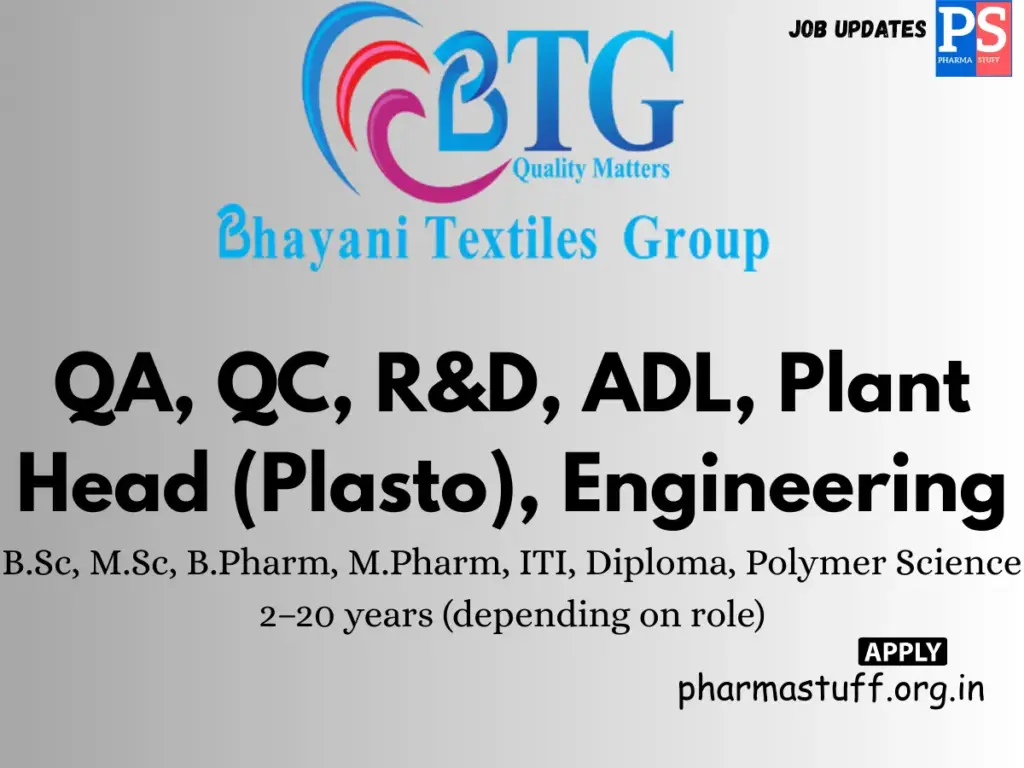 Bhyani Group Walk-in QA, QC, R&D, ADL, Plant Head & Engineering