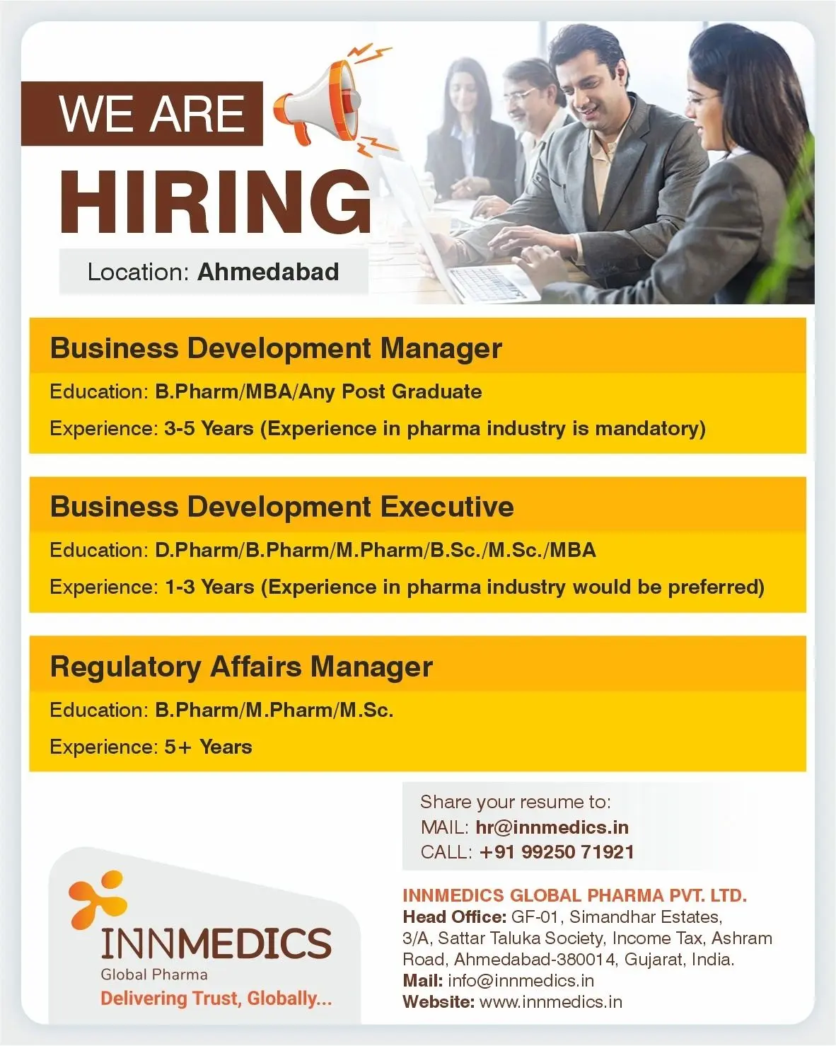 Global Pharma Hiring Business Development & Regulatory Affairs