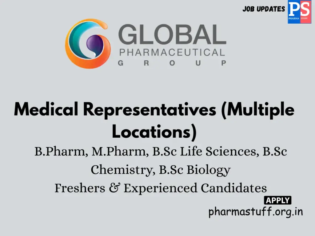 Global Pharmaceuticals Hiring Medical Representatives (Multiple Locations)