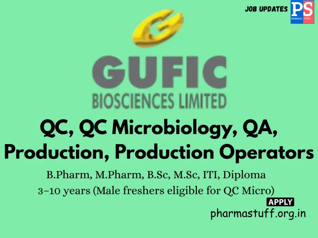 Gufic Biosciences walk-in QC, QA, Production, Microbiology
