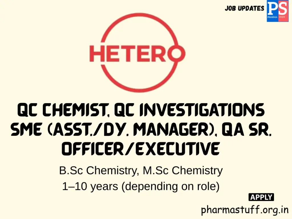 Hetero Labs Walk-in for QC & QA