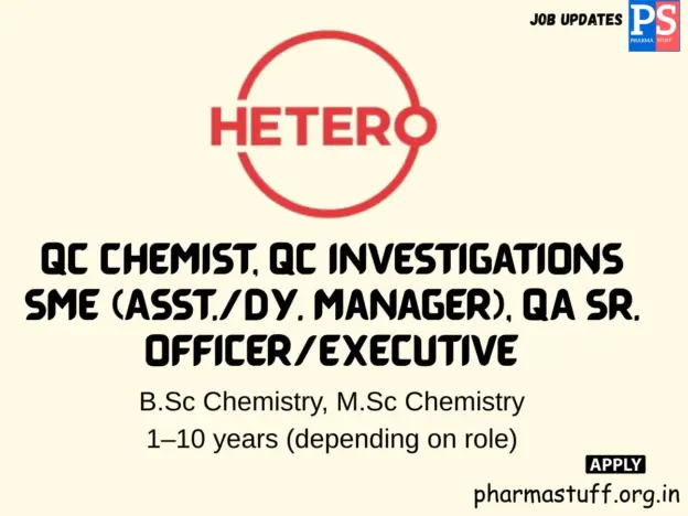 Hetero Labs Walk-in for QC & QA