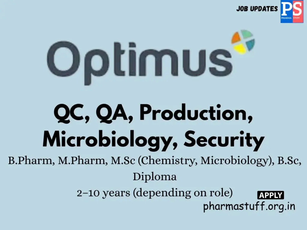 Optimus Pharma walk-in QC, QA, Production & MicrobiologyOptimus Pharma walk-in QC, QA, Production & Microbiology