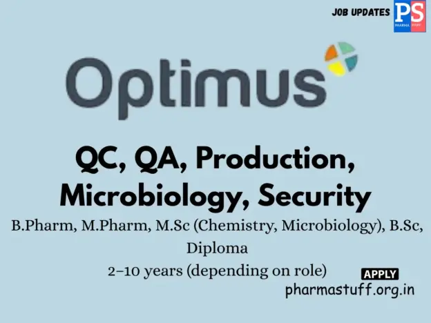 Optimus Pharma walk-in QC, QA, Production & Microbiology