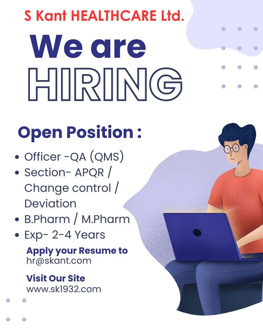 S Kant Healthcare Hiring QA Officer (QMS)