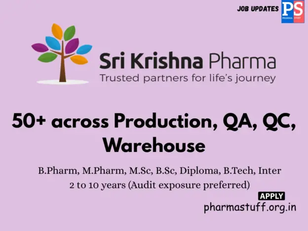 Sri Krishna Pharma Walk-in for Production, QA, QC, and Warehouse