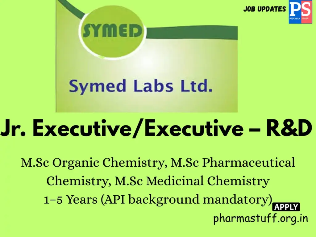 Symed R&D Center Hiring R&D Jr. ExecutiveExecutive
