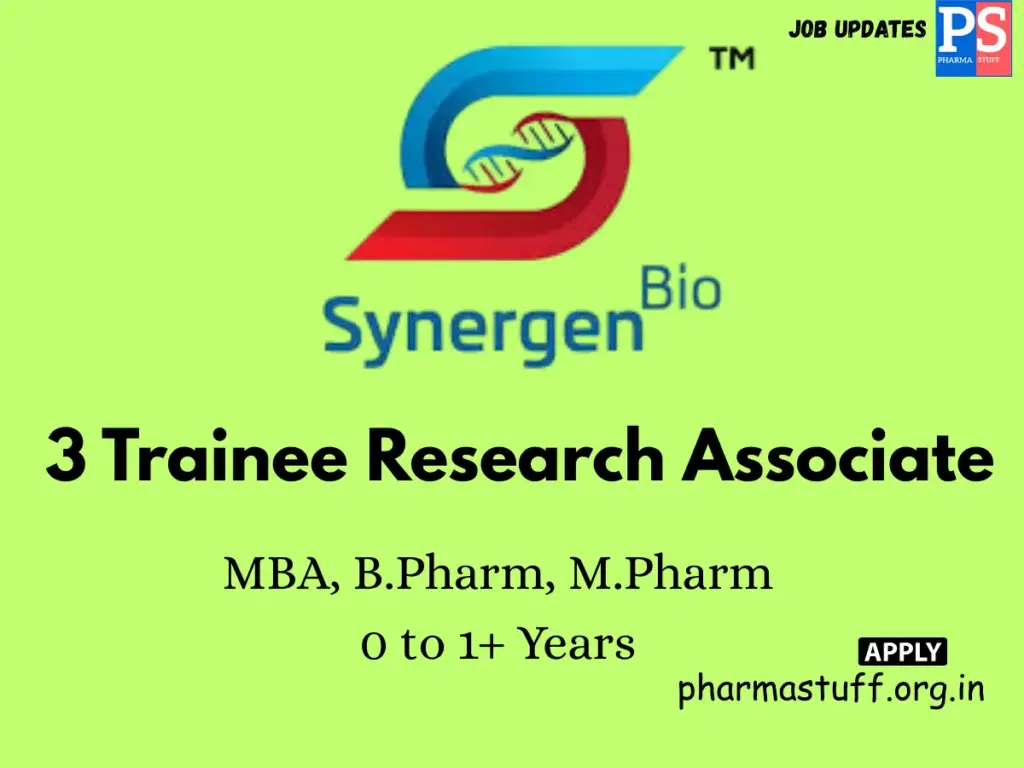 Synergen Bio Hiring 3 Trainee Research Associate