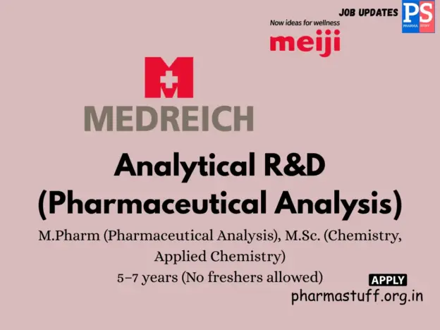 Medreich – A Meiji Group Hiring Analytical R&D Vacancies
