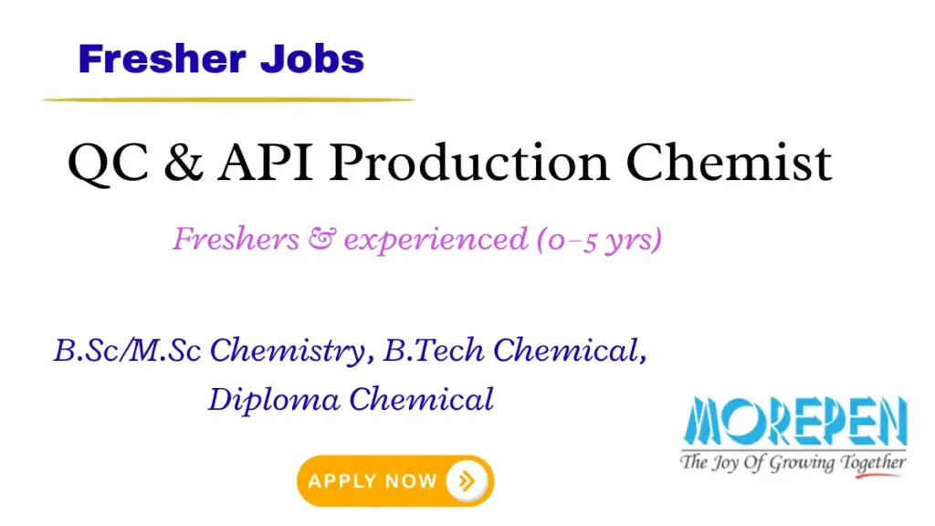 Morepen Walk-In Freshers – QC & API Production Chemists