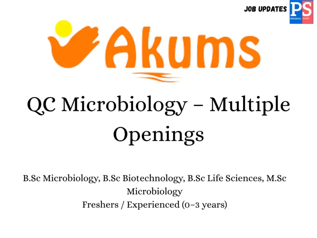 Akums Pharma Hiring QC Micro
