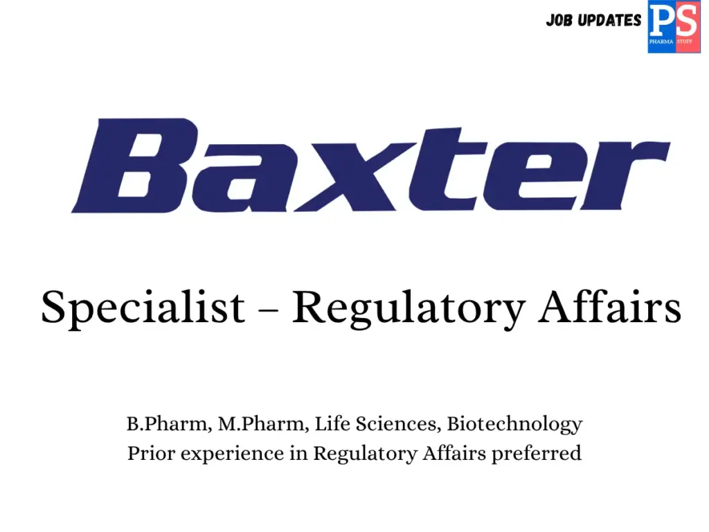 Baxter International Hiring Regulatory Affairs Specialist
