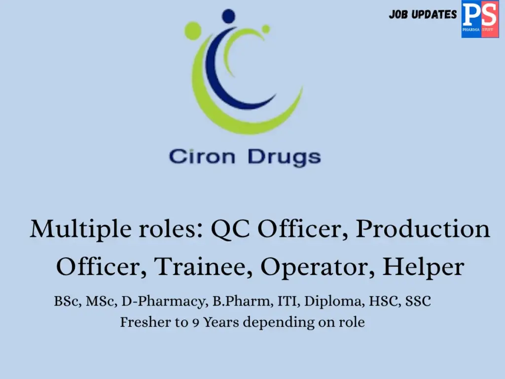 Ciron Drugs Pharma Walk-in Production & QC