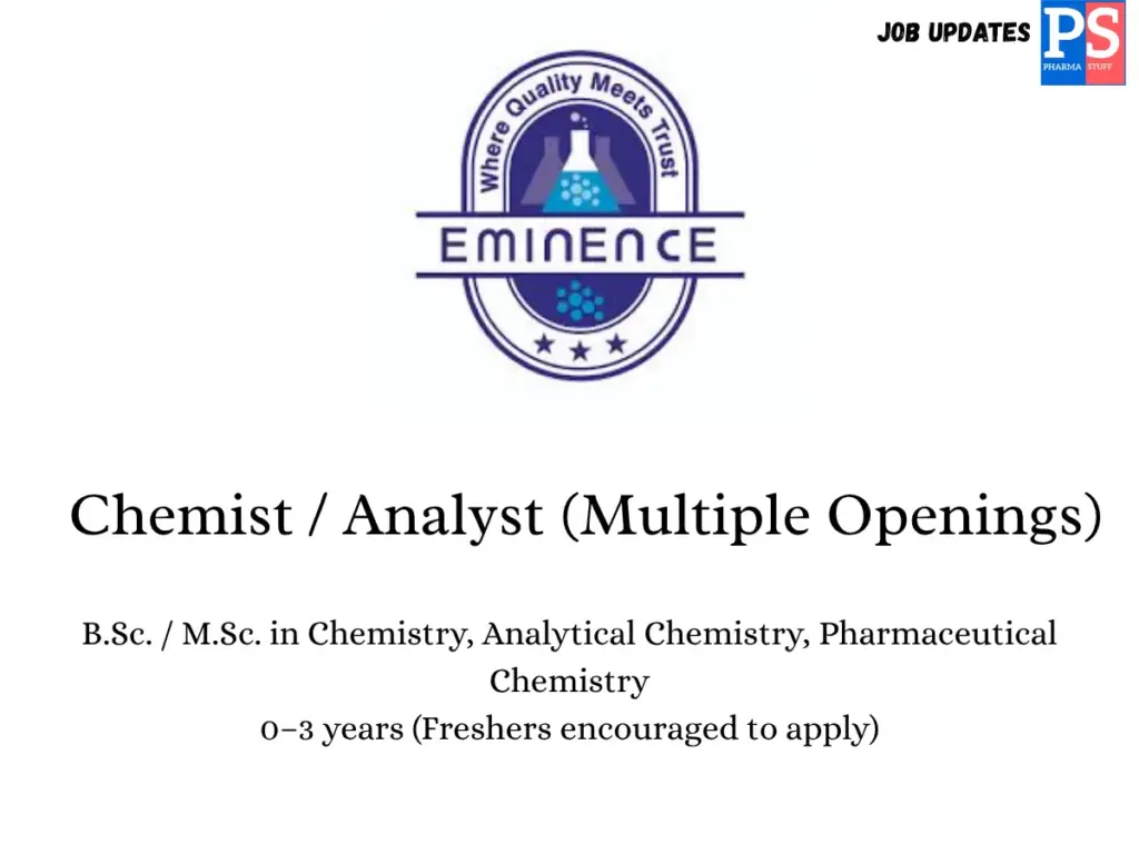 Eminence Analytical Hiring Chemist / Analyst