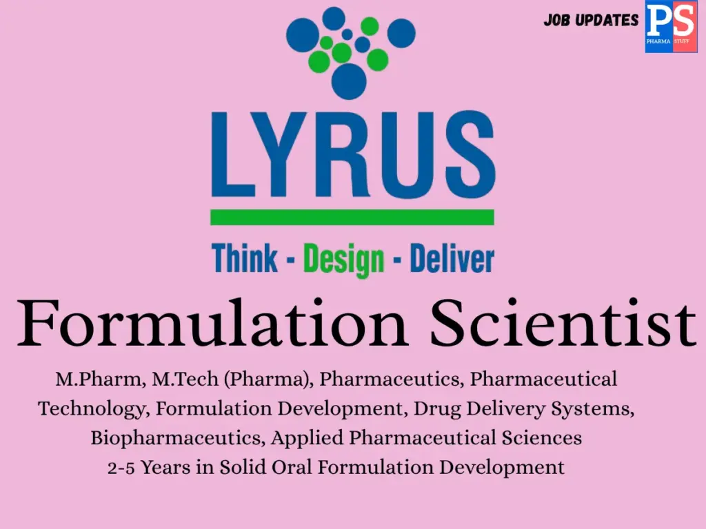Lyrus Life Sciences Hiring Formulation Scientist