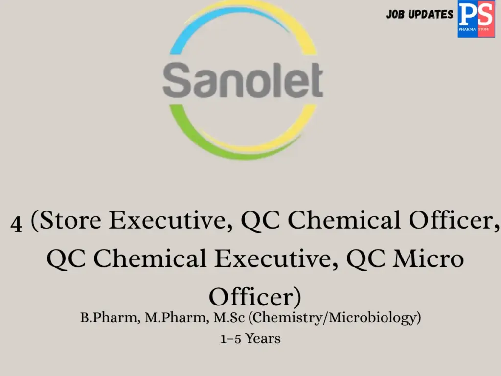 Sanolet Lifecare Hiring QC & Store Executive