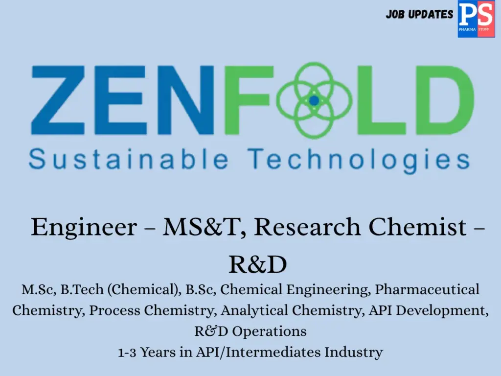 Zenfold Sustainable Technologies Hiring Engineer & Research Chemist